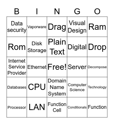 Vocabulary Bingo Card