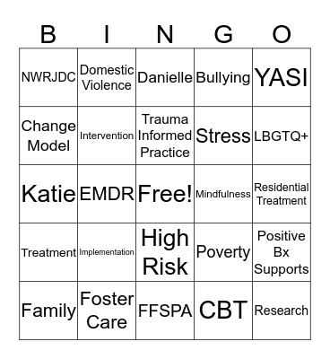 SW741 EBP Bingo Card