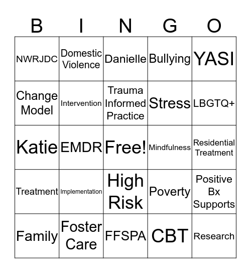 SW741 EBP Bingo Card