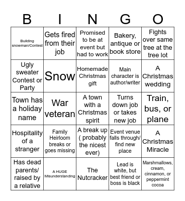 Hallmark Christmas Movie Bingo Card