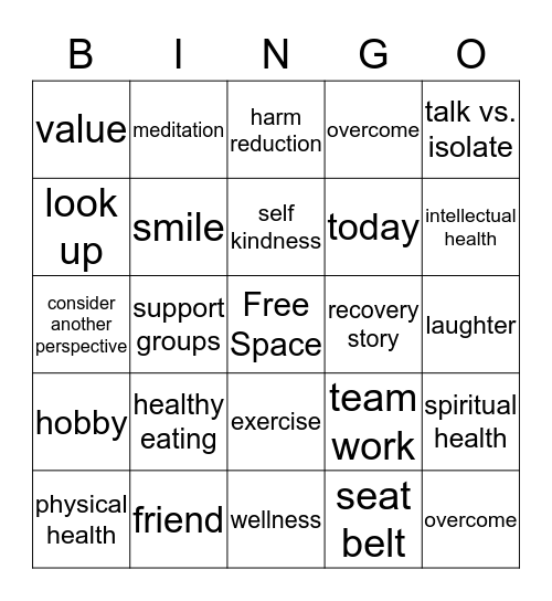 Health Bingo Card