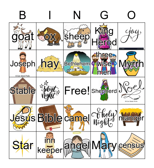 Nativity Bingo Card