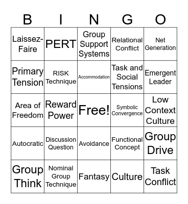 project 3C Bingo Card