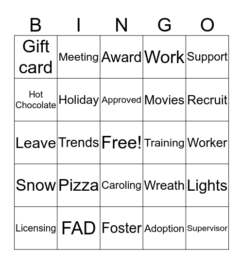 FAD Bingo Card