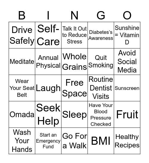 Wellness Bingo Card