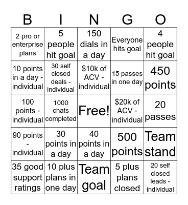 SR Bingo Card