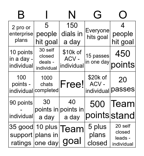 SR Bingo Card