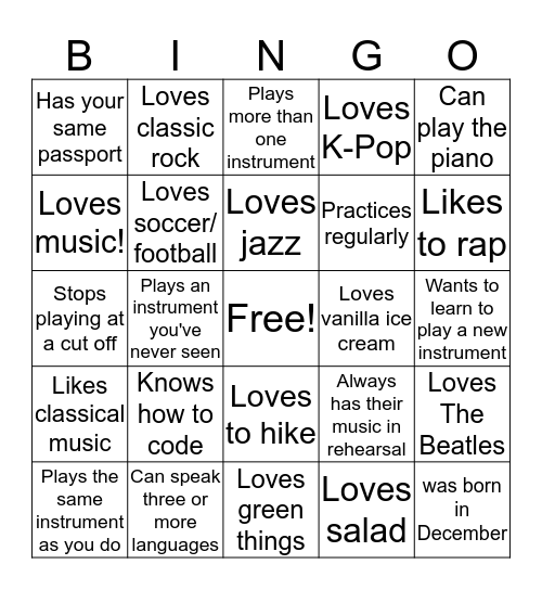 Find someone who..... (write their name over the phrase) Bingo Card