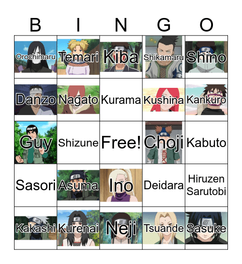 Naruto Bingo Card