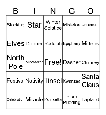 Family Giving Bingo Card