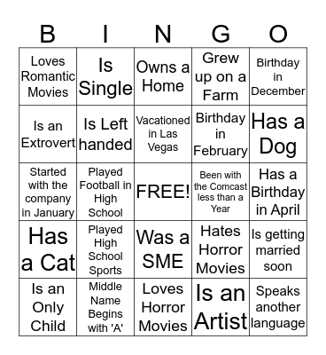 Outlaws Bingo Card