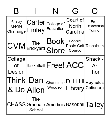 NC State BINGO Card