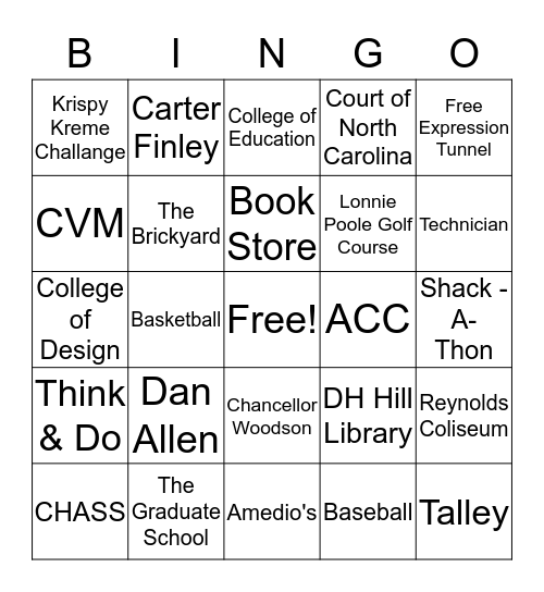 NC State BINGO Card