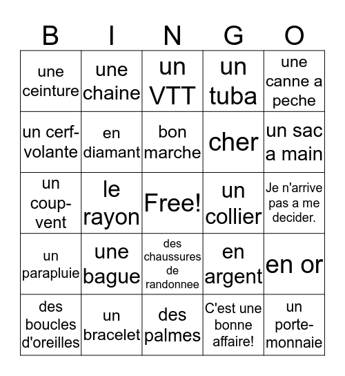 7-2 vocabulary Bingo Card