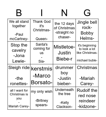 kerst swingo Bingo Card