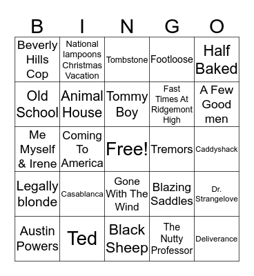 Name That Movie Bingo Card