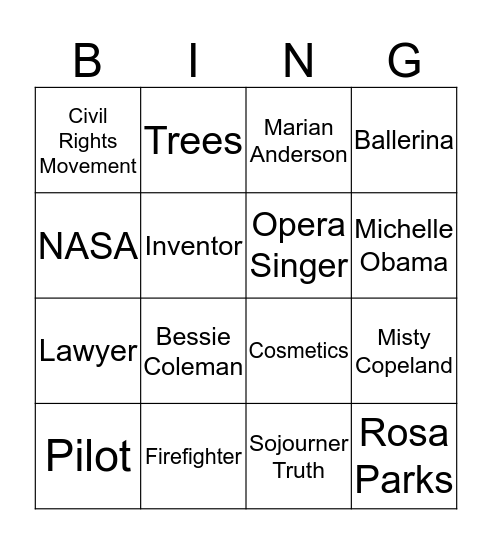 African and African American Women Bingo Card