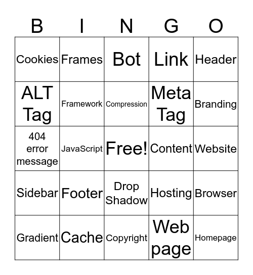 Vocabulary Bingo Card