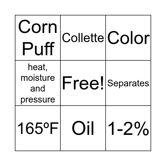 Cheese Puffs Bingo Card