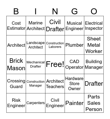 Architecture Construction Bingo Card