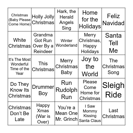 CRCHC Christmas Bingo Card