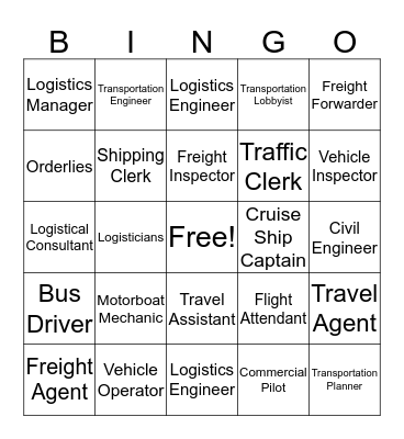 Transportation, Distribution, and Logistics Bingo Card