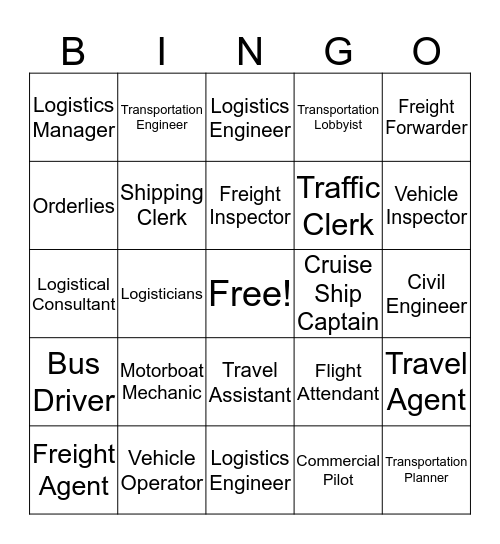 Transportation, Distribution, and Logistics Bingo Card