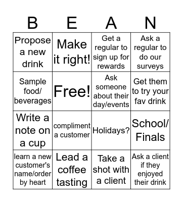 Customer First! Bingo Card