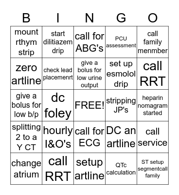 PCU STATUS Bingo Card