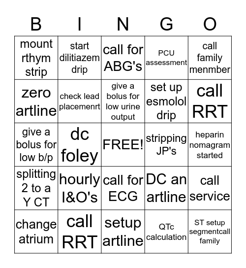 PCU STATUS Bingo Card