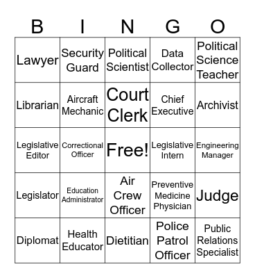 Government and Public Administration Bingo Card