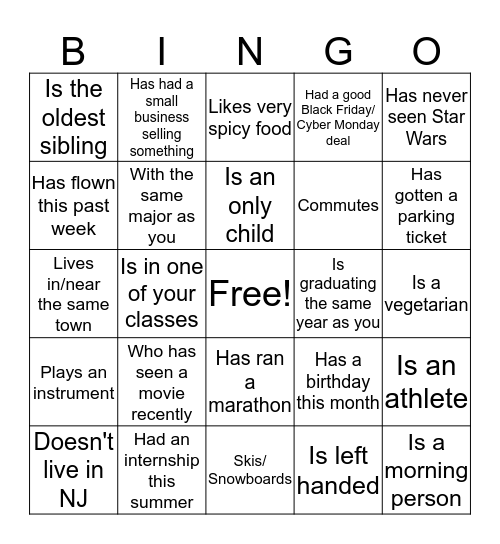 Find someone who... Bingo Card