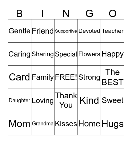 Happy Mother's Day! Bingo Card