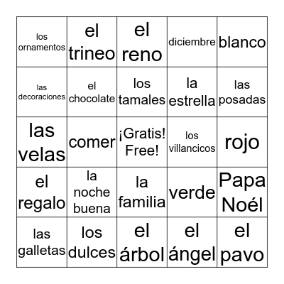 Feliz Navidad Bingo Card
