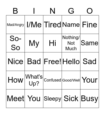 ASL Parameter Sheet #1 Bingo Card