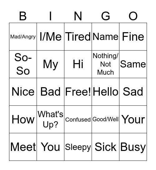 ASL Parameter Sheet #1 Bingo Card