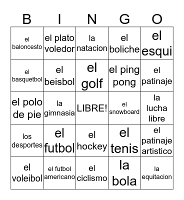 Los Deportes - Sports Bingo Card