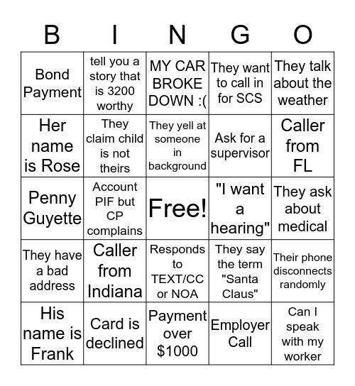 FOC BINGO! Bingo Card