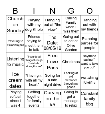 Love Bingo  Bingo Card