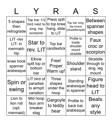 Lyra Bingo Card