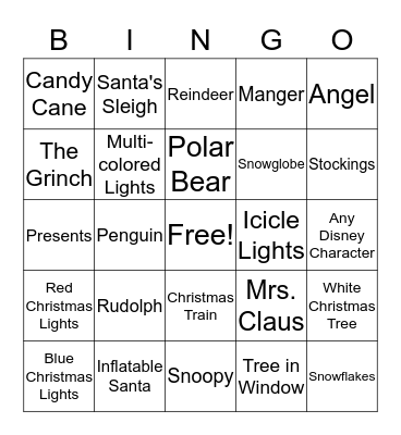 Christmas Lights BINGO Card