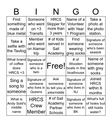 End of Season Party  Bingo Card