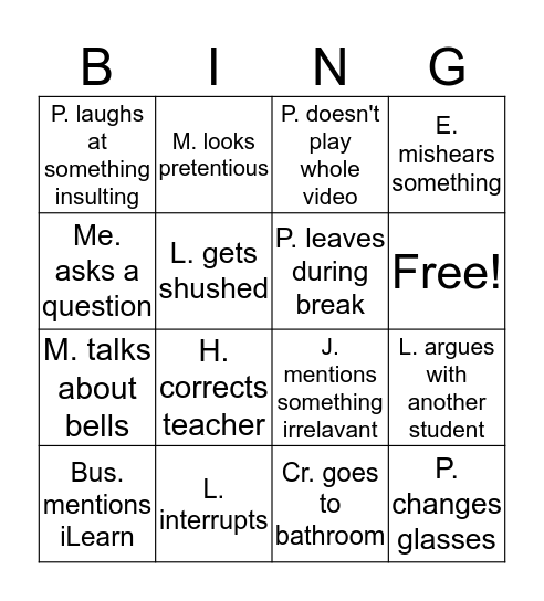 Linguistics Bingo Card