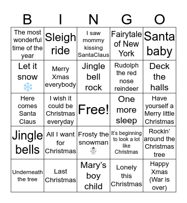 Christmas radio bingo Card