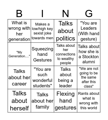 Women in Leadership Bingo Card