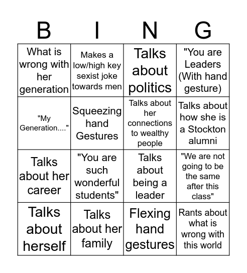 Women in Leadership Bingo Card