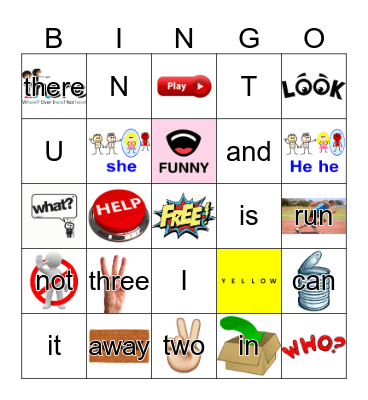 Sight Words Bingo Card