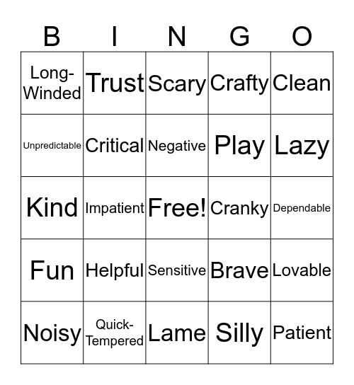 FAMILY BINGO Card