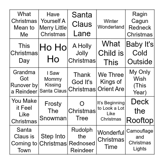 Holiday Name That Tune Bingo! Bingo Card