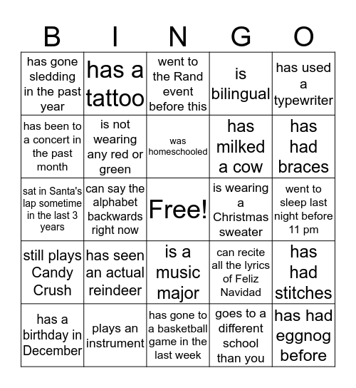 Find someone who... Bingo Card